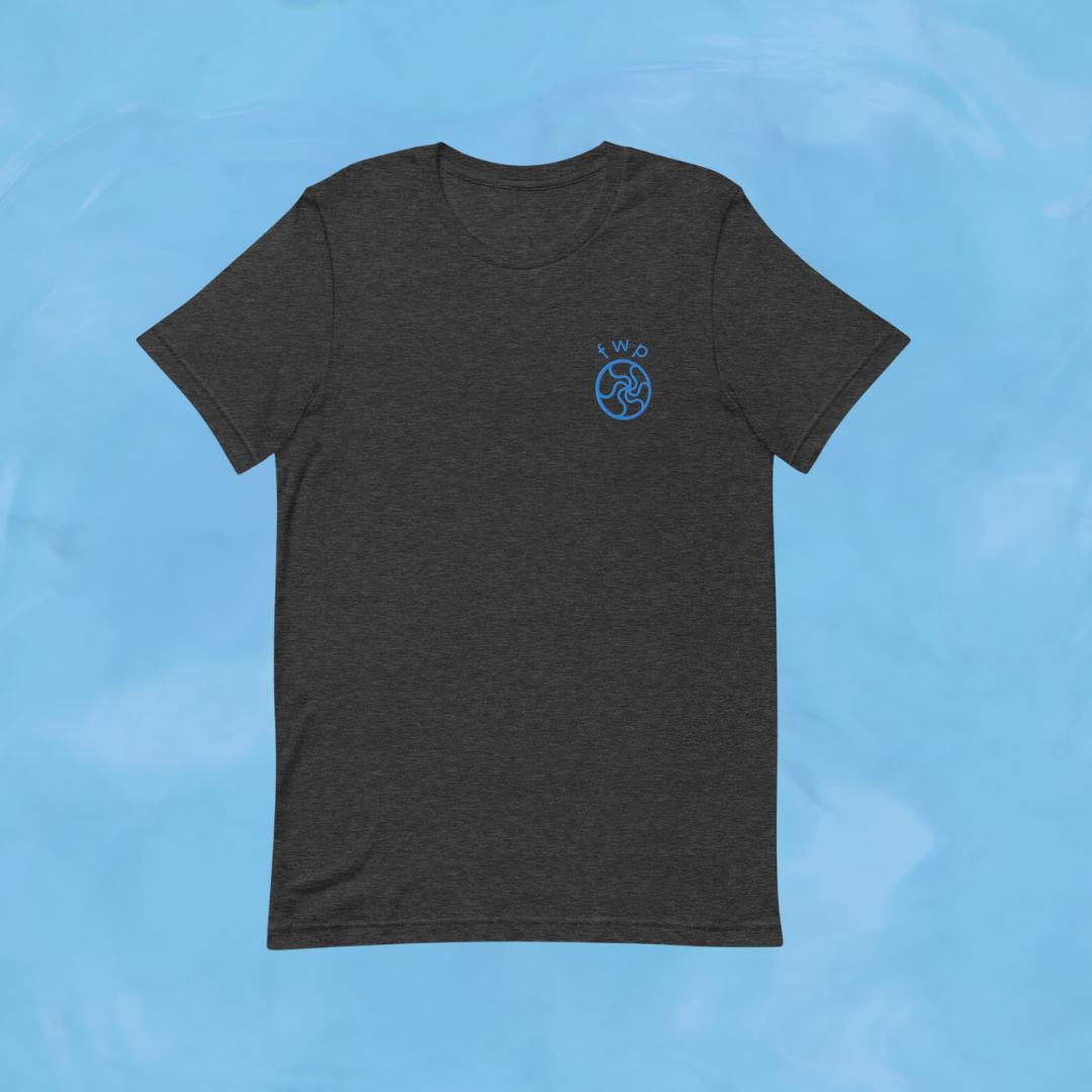 fwp embroidered tee - aqua